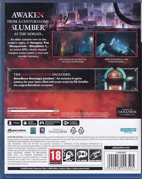 Vampire the Masquerade Bloodlines 2 - Day One Edition - PS5 (A-Grade) (Genbrug)